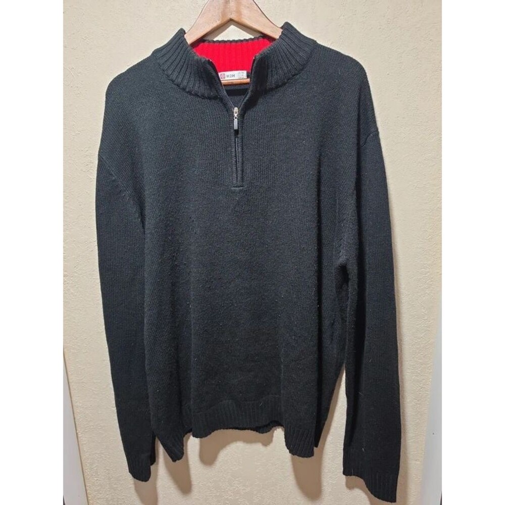 Mens H2H Black 1/4 Zip Sweater 3XL